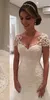 Vestido de novia de cordón de cordón sin espalda blanco 2019 Vestido de novia de novia de manga corta Vestido de novia