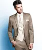 Новое высокое качество Две кнопки Groom Tuxedos Нотч Groomsmen Шафер Костюмы мужские свадебные костюмы (куртка + брюки + жилет + галстук) 4186