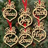 Kerstbrief Hout Hart Bubble Patroon Ornament Kerstboom Decoraties Home Festival Ornamenten Opknoping Gift, 6 PC per zak