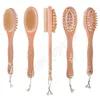 Natural Boar Bristle Wooden Bath and Body Brush Back Brush with Long Handle Exfoliate Skin Brushes LJJZ5017444755