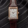 MGF Reverso Tribute Duoface 398258J JLC 854A / 2 Otomatik Erkek İzle Gül Altın Beyaz Gri Dial Kahverengi Deri Kayışı Yeni Puretime 01C3