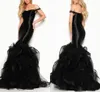 2020 Wholeprice Black Girl Prom Dresses Mermaid With Ruffle Off Shoulder Dresses Evening Wear Cocktail Party Celebrity Formal Dress Cheap