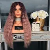 Long Curly Synthetic Wigs Romance Weave Deep Wave Dark Pink Wig