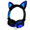 PC 노트북 컴퓨터 + MIC USZ167을위한 품질 키즈 나이트 클럽 코스프레 고양이 귀 접이식 어린이 헤드셋 게임 헤드폰 LED는 귀 이어폰