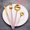 304 Stainless Steel Cutlery Portuguese Steak Knife Fork Spoon Chopsticks Four-Piece Solid Color Household Knife Fork Set 57