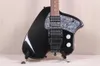 Anpassad SteveKlein Black Headless Electric Guitar Vibrato Arm Tremolo Bakstycke, Grey Pearl Pickguard, HSH Pickups Black Hardware