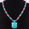 Wojiaer Syntetic Blue Howlite Stones Graduated Turtle P￤rlade halsband Kvinnsmycken 18 tum Strand Charm F3104