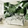 3d självhäftande vattentät canvas väggmålning tapet modernt grönt blad tropisk regn skog växt väggmålningar sovrum 3d vägg klistermärken