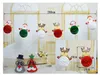 6pcs / set di carta 3D Tirare fiore della decorazione di Natale Albero di Natale del pupazzo di neve cappelli del Babbo Natale Elk casa festival del partito di ornamenti con laccio