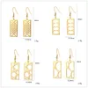 My Shape Stainless Steel Square Long Drop Earrings Vintage Geometric Hollow Dangle Earrings Ear Jewelry Gold Black Ethnic Style