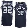 UConn Connecticut Huskies College Richard Hamilton #32 Basketball Jersey Navy Blue Retro Men's maschi