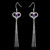 Marque nouvelle plaque en argent sterling EISN boucles d'oreilles en forme de coeur droits DFMSE570, argent 925 femmes Dangle Chandelier boucles d'oreilles gemstoe de mariage