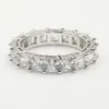 Joyería de moda al por mayor real de plata de ley 925 princesa Topaz blanco CZ Diamante Eternidad mujeres compromiso de la boda regalo anillo de la venda