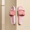Venta caliente-Zapatos Zapatillas de mujer Sandalias de interior Niñas Desgastes de moda Rosa Negro Blanco Gris Diapositivas de piel Sin caja Alta calidad