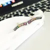 NEW Fashion rainbow CZ Diamond Stud Earrings Original Box set for Pandora 925 Sterling Silver Color Crystal Women Earring