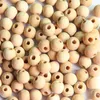 Perles en bois de couleur naturelle entière Round Perles en bois Environ 430 mm Boules en bois pour bracelete BRACELETE DIY Supplies 305F