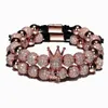 2pcs/set Luxury Crown Charm Men Bracelets 8mm Micro Pave CZ Round Braided Macrame Bracelet Pulseira Feminina Handmade Jewelry Women Gift