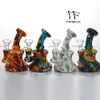 Printing Silicone Water Pipe With Glass Bwol 14mm Fmale Detachable Bong For Dry Herb Quartz Banger Hanger Wax Smoking Hand Pipe Dab Rigs