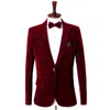 Hommes blazers pantalon vin rouge veste velours