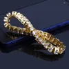 Bracciale a catena da tennis con zirconi grandi hip-hop placcato in oro 18 carati e oro bianco a fila singola con diamanti trapezoidali da uomo Catene cubane Rappe8441000