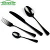 JANKNG 4 Pz/set Set di Stoviglie in Acciaio Inossidabile Arcobaleno Nero Posate in Oro Rosa Cena Posate Western Stoviglie Accessori per la Cucina