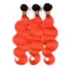 Virgin Malaysian Human Hair Ombre Orange Weave Bundles 3Pcs #1B/Orange Ombre Body Wave Human Hair Bundles Body Wavy Hair Wefts Extensions