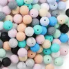 Perles rondes en silicone en spirale pour bricolage collier de dentition pour bébé Accessoires de qualité alimentaire Silicone Chew Stripe Beads Anneau de dentition pour bébé