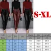 Novo 2020 Black Inverno PU Calças de couro Mulheres Cintura alta Skinny Push Up Leggings Sexy Calças elásticas Estique mais Jeggings de tamanho