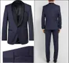 New Navy Blue Men Wedding Suits Custom Made Slim Fit Wedding Groom Tuxedos Men Groomsman Best Man Suit Jacket+Pants+Bow