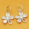 Fashionable female headgear individual character contracted alloy flower shape earring of zircon