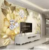 Carta da parati 3d murales sfondo muro gioiello di seta fiore diamante dorato per soggiorno