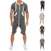 Casual Tracksuit kombinezon mężczyźni Summer krótkie rękawowe bluzy Bluza Męki kombinezonu moda kamuflażowe spodnie krótkie spodnie Romper270Y