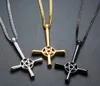 Dagelijkse deals Kies Zilver Goud Zwart Rvs Satan Stand Stand Stand Star Cross Hanger Heren Ketting Mode-sieraden 4mm24inch