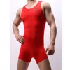 Bekväma modala stretchiga bodysuit män en bit body shapers slim fitness undershirt ärmlös kort jumpsuit tight leotard