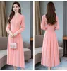 2021autumn Dresses slimming long section collar long-sleeved chiffon solid color pullover dress female, support mixed batch