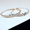 V Carta Diseño Mejor Zircon Rose Oro Oro Y Blanco Pulseras De Joyería Simple Brazaletes Para Mujeres Y Niñas