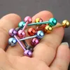 Stalen Tong Barbell Piercing 14G Geanodiseerd 8 Kleuren Oor Pircings Bar Ringen Stud Tepel Oorbel Lichaam Jewelry1940495