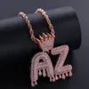 Nome Collana Uomo Personalizza Drip Bubble Ciondolo lettera iniziale Argento Oro rosa Commissione Regalo Gioielli Catena corda cubana 3 lettere