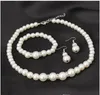 Wedding Engagement Mulheres Simulado Pearls Jóias Set Colar Brincos Pulseiras moda jóias Para Lady presente partido