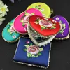 Embroidered Peony Flower Pocket Compact Mirrors Wedding Party Favors Pretty Double sided Small Ladies Makeup Mirror Portable Folding Mirror