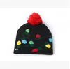 LED Tricot Chapeau Led Éclairage Pom Bonnet Enfants Flocon De Neige De Noël Crochet Laine Lumières Tricoté Ball Cap De Noël Holloween Fête Cadeaux EZYQ1539