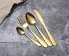 Guld bestick sked gaffel kniv te skedar bestick matte rostfritt stål mat silverware serverredskap