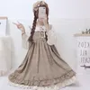 Primavera Mori chica dulce vestido a cuadros mujeres falso dos piezas lazo costura enrejado suave mujer manga larga suelta Lolita vestido K072