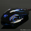 Wired V5 Silent USB Ergonomic 4000DPI Optical Gaming Mouse For PC Laptop Computer Metal Plate 4 Colors LED Light Pro Gamer Mouse