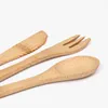 3pcsset Bamboo Tableware Set 16cm Natural Bamboo Cutlery Dinnerware Knife Fork Spoon Outdoor Camping Dinnerware Set Kitchen HHA106648514