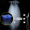Banyo Yağmur Duş Seti 16 inç / 20 inç SUS304 Tavan LED Duş Başlığı Sistemi Termostatik Mikser Duş Bataryaları Masaj Vücut Jetleri