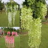 Branco verde flores artificiais simulação glicínias videira decorações de casamento longo buquê de plantas de seda porta sala escritório garden6046419