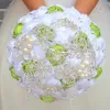 Jane Vini Beautiful Crystal Rhinestone Artificial Wedding Bouquets For Bride Grey Holding Flowers Brooch Bouquet Handmade Roses With Pearls