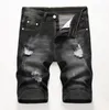 Men Slim Ripped Denim Shorts Jeans Designer Distressed Bleached Stylist Holes Retro Short Pants Big Size 42 Trousers JB3