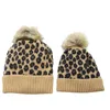 Bonnet tricoté imprimé léopard européen et américain bonnet tricoté pour enfants bébé chapeau chaud style chaud adulte bonnet de laine EEA206